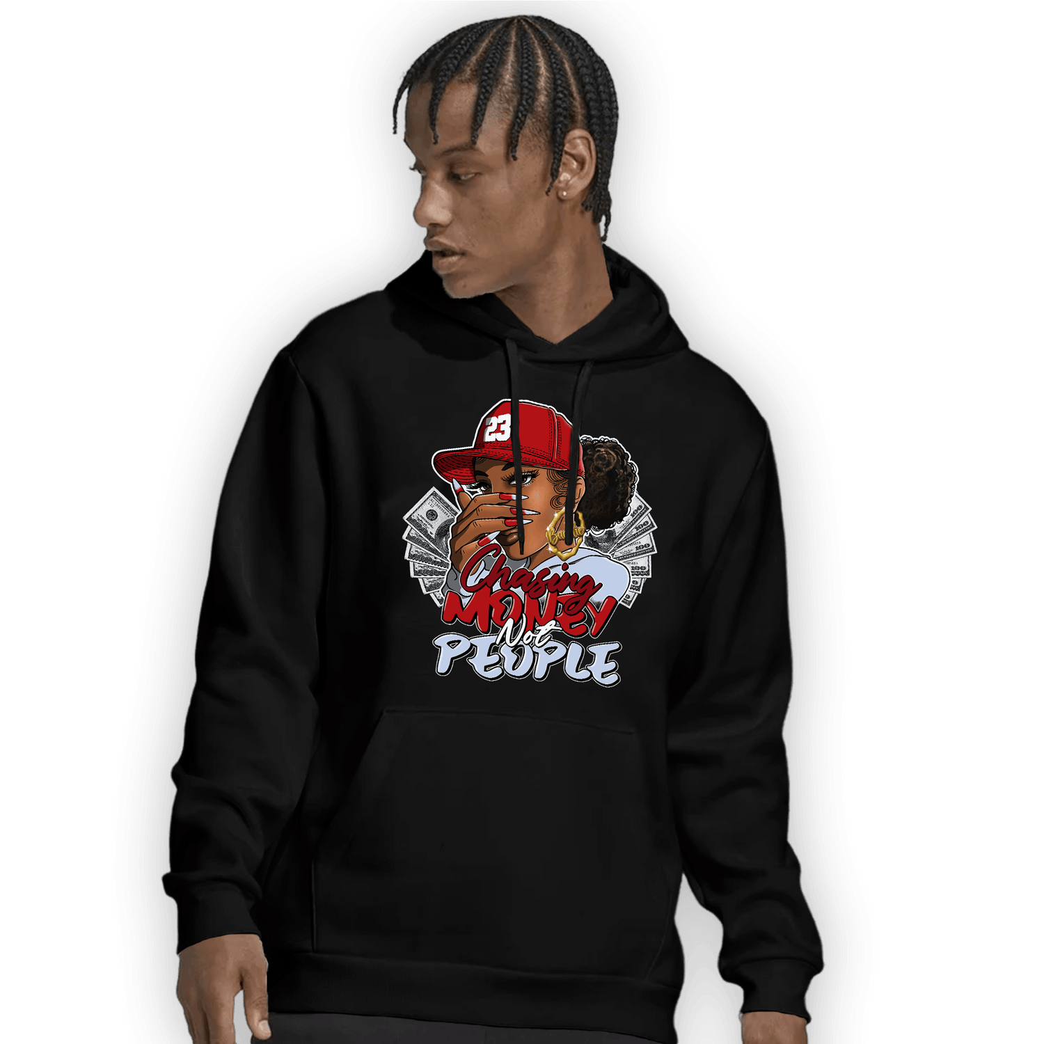 Cherry 11s Hoodie Match Melanin Chasing Money - NastyJamz