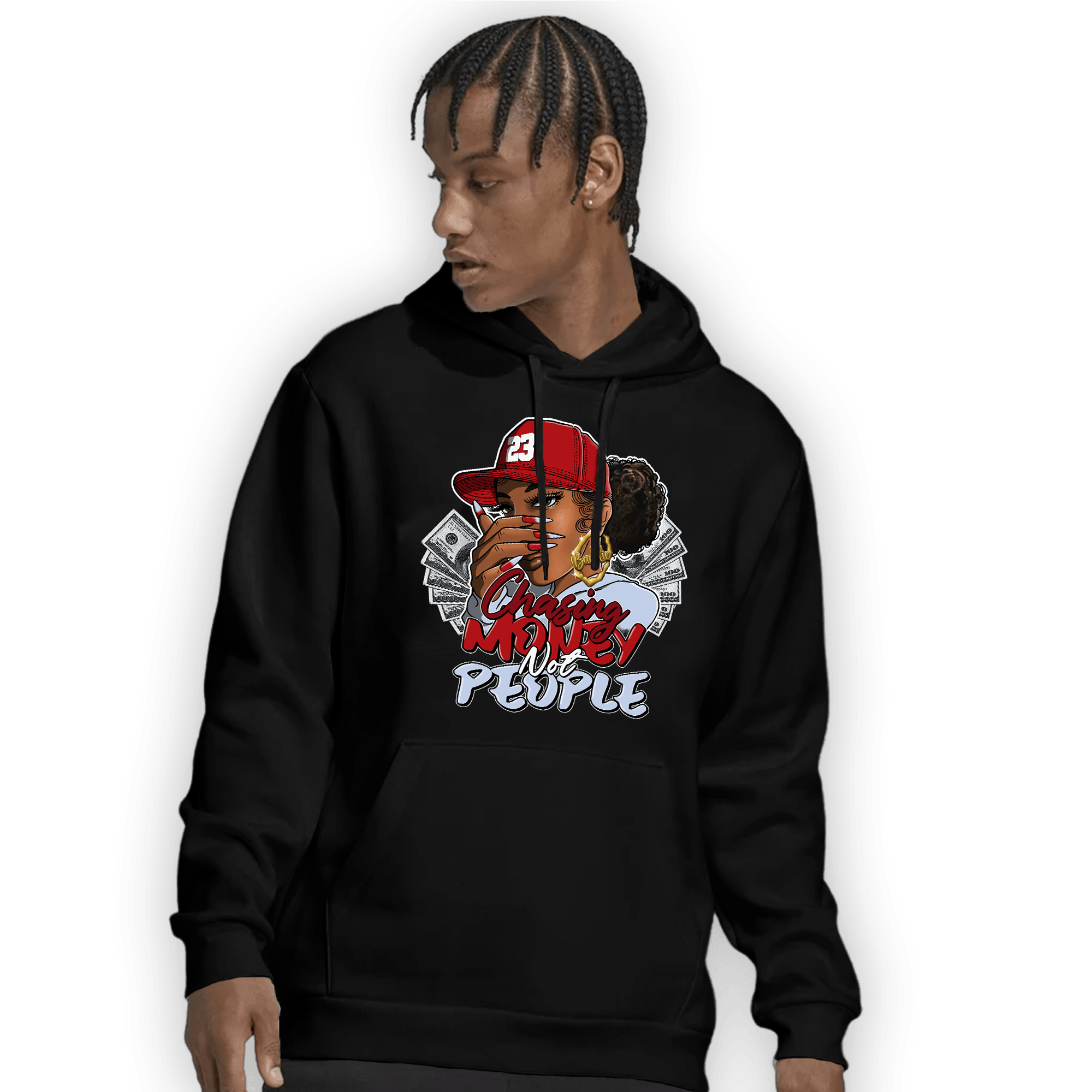 Cherry 11s Hoodie Match Melanin Chasing Money - NastyJamz