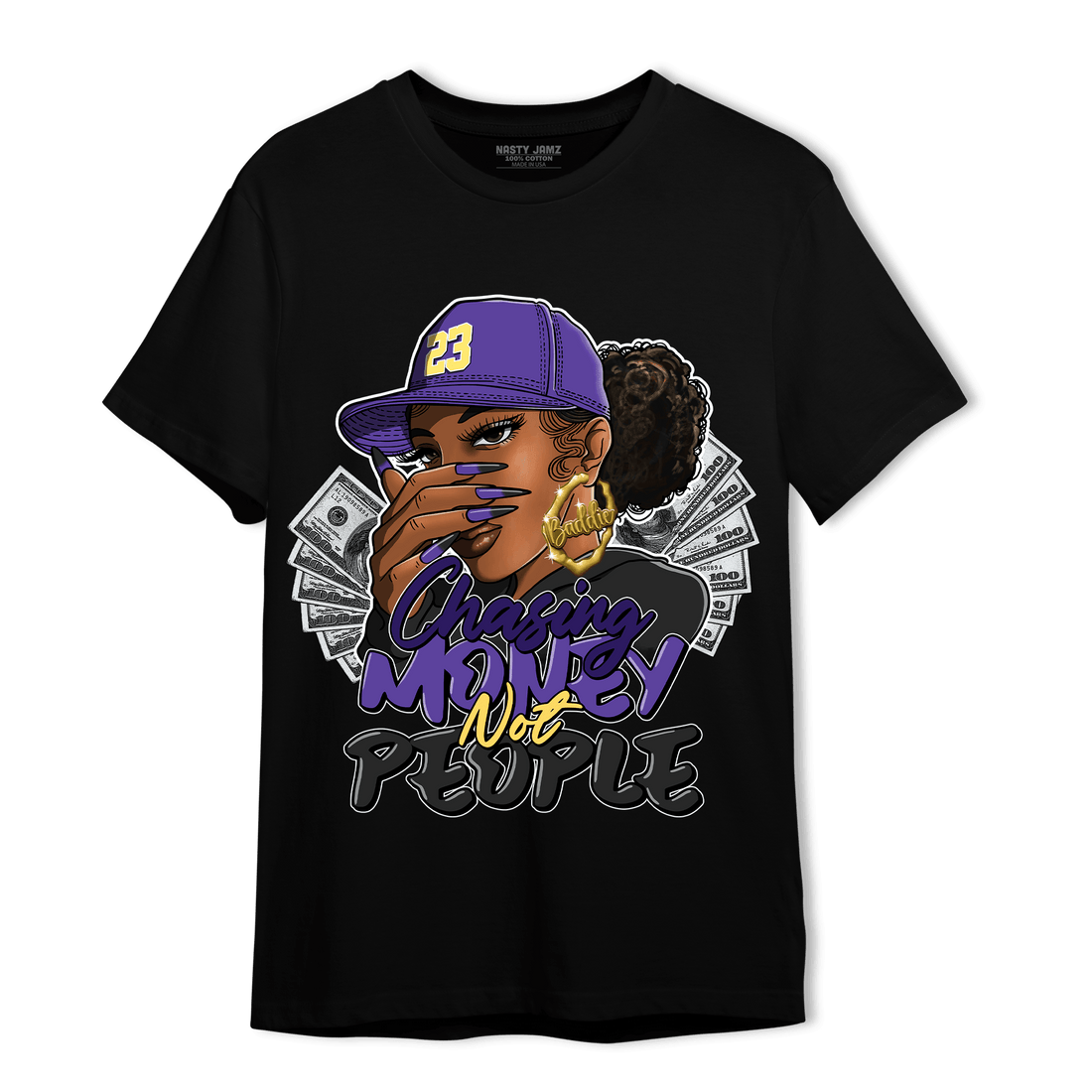 Field Purple 12s T Shirt Match Melanin Chasing Money - NastyJamz