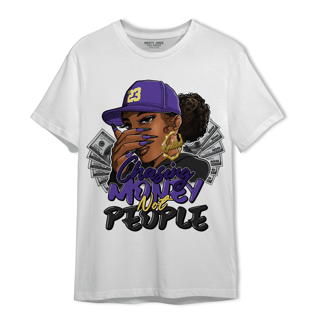Field Purple 12s T Shirt Match Melanin Chasing Money - NastyJamz