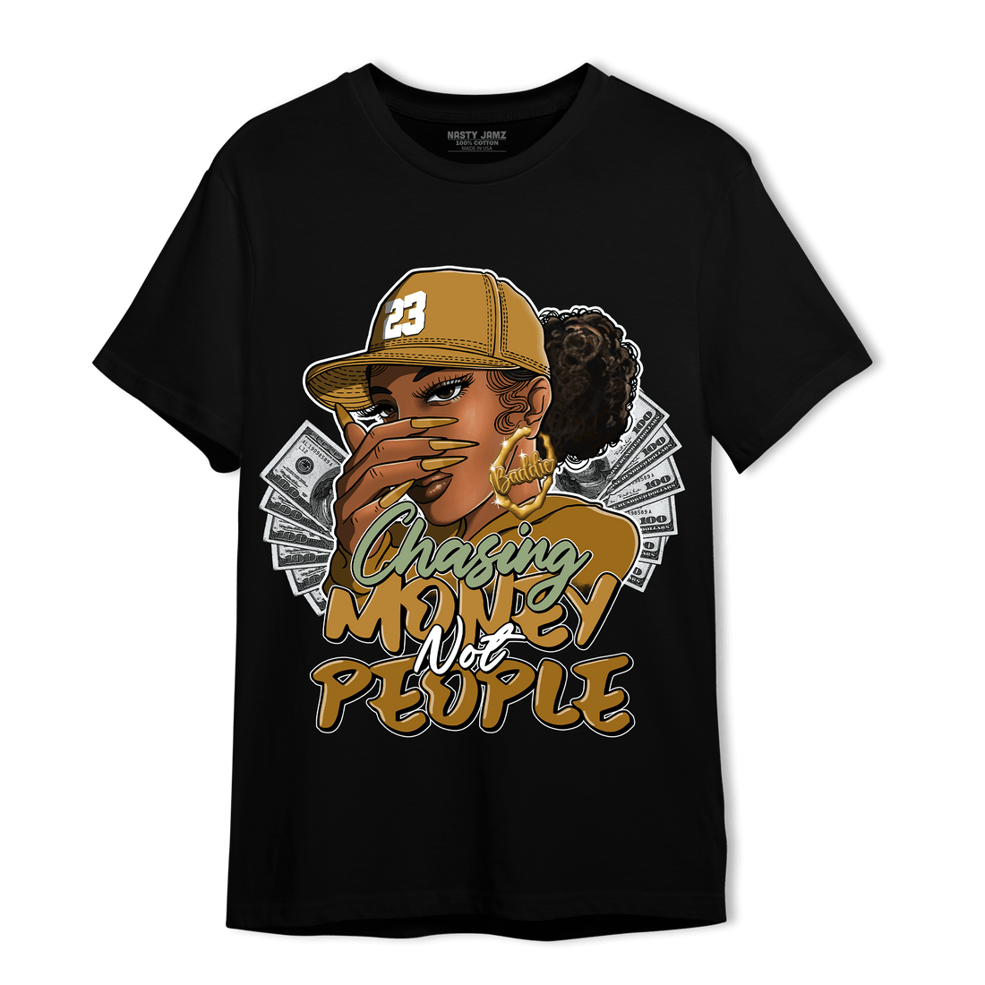 Wheat 13s T Shirt Match Melanin Chasing Money - NastyJamz