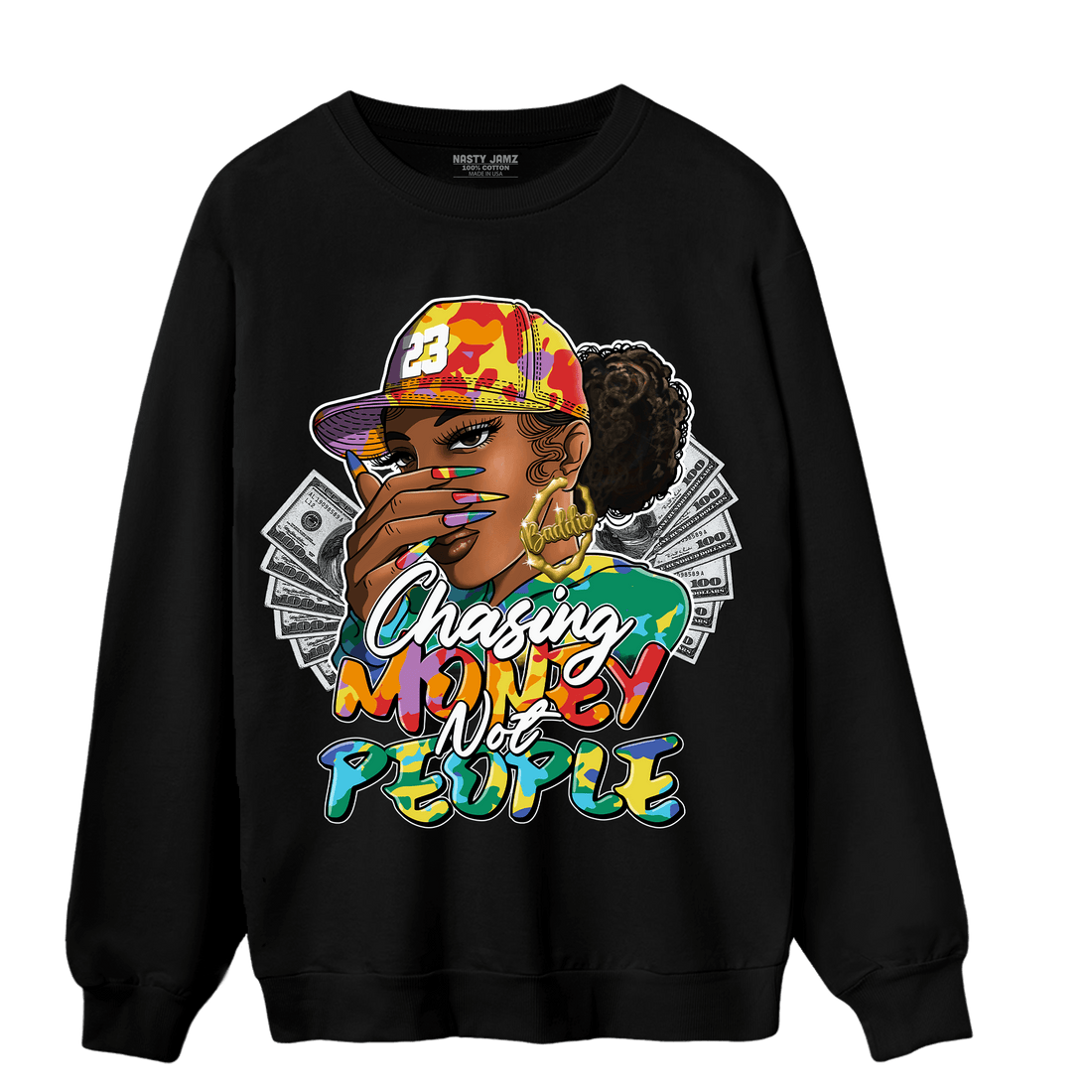 Mid GS Six Championships 1s Sweatshirt Match Melanin Chasing Money - NastyJamz