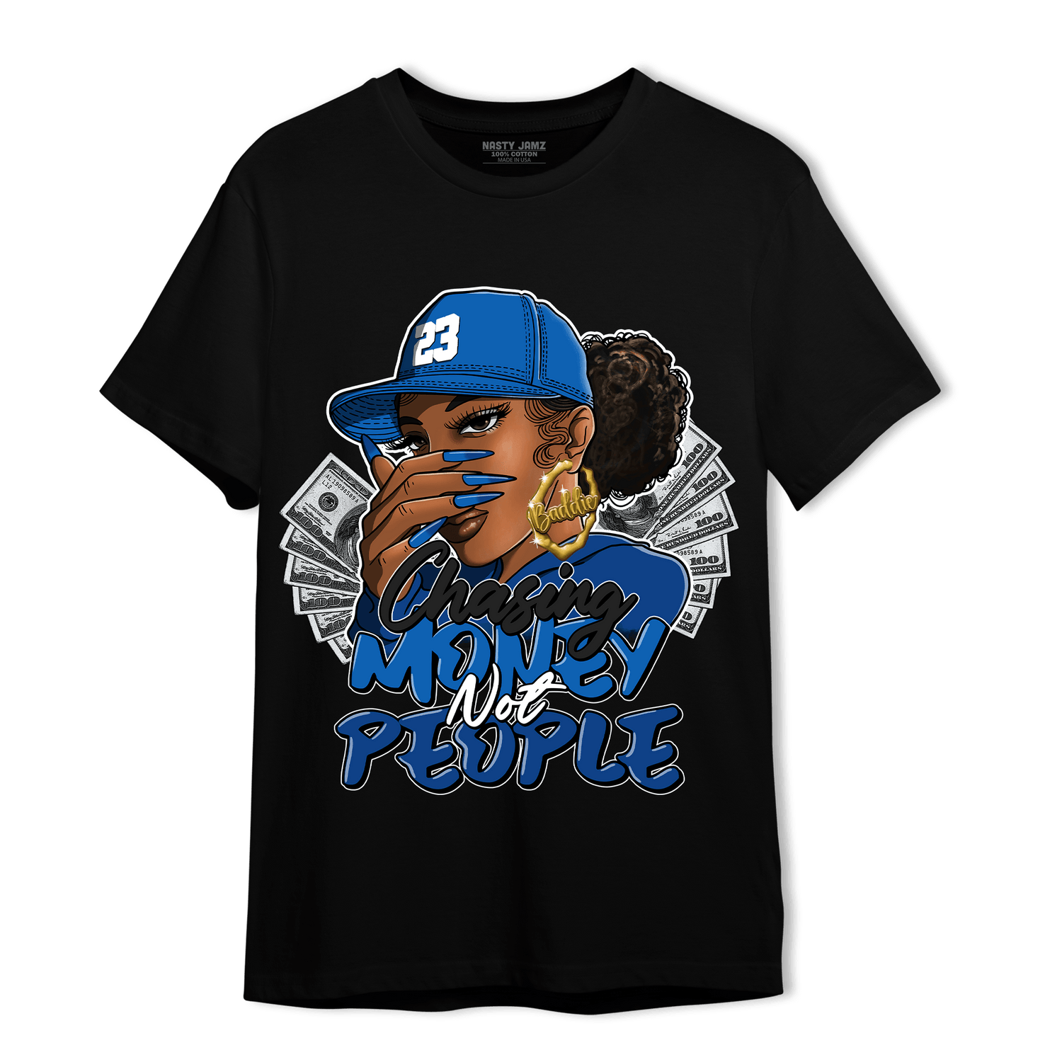Royal Reimagined 1s T Shirt Match Melanin Chasing Money - NastyJamz