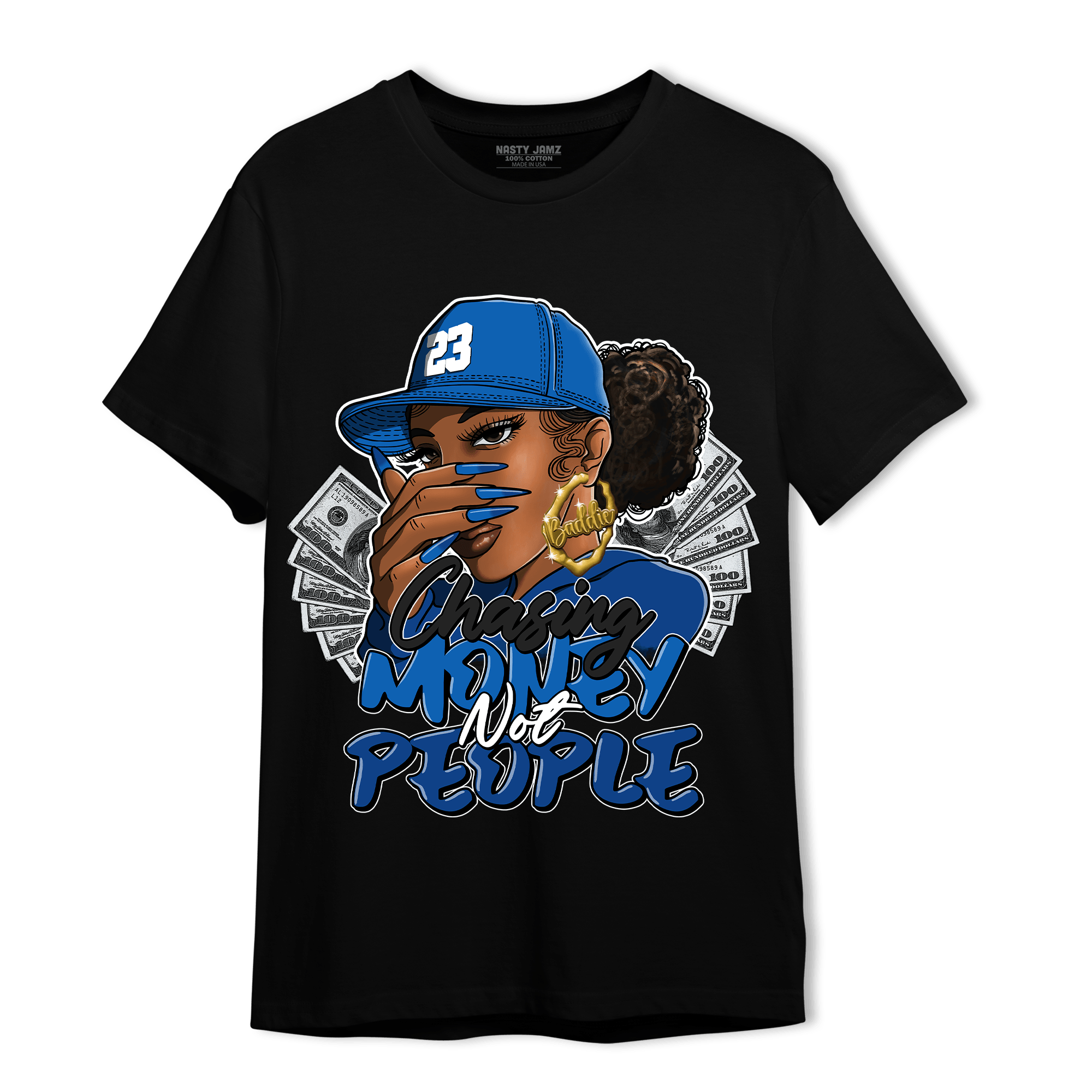 Royal Reimagined 1s T Shirt Match Melanin Chasing Money - NastyJamz