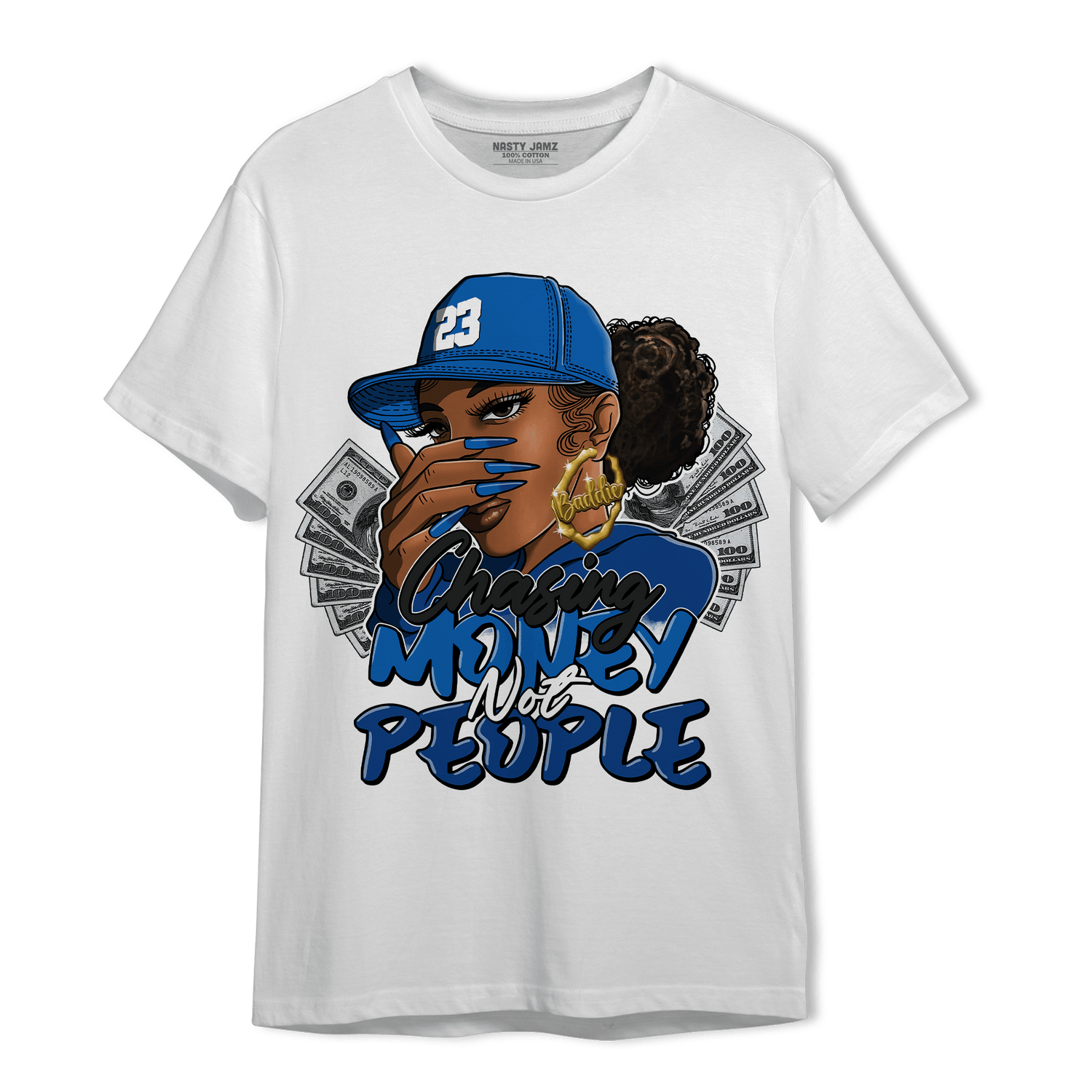 Royal Reimagined 1s T Shirt Match Melanin Chasing Money - NastyJamz
