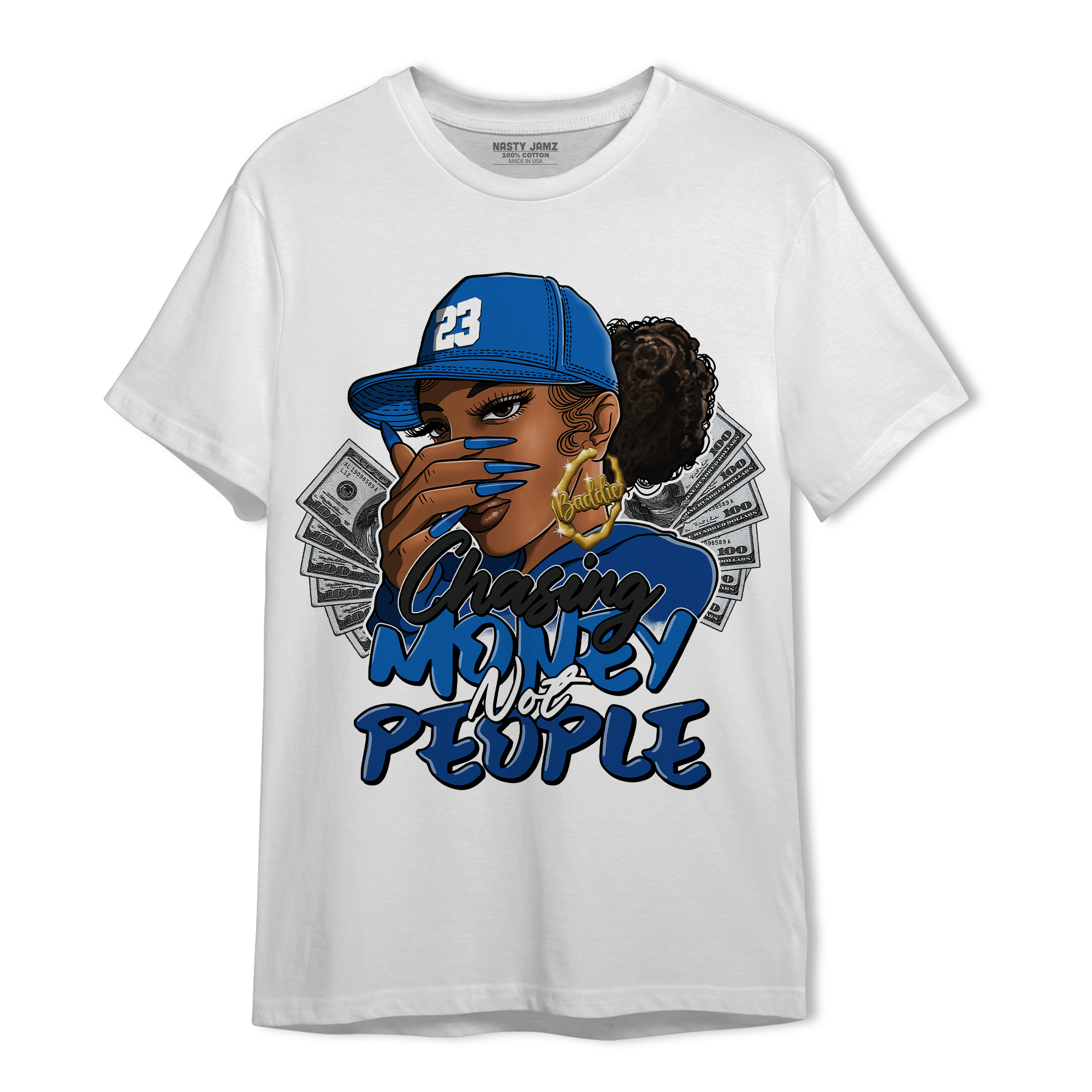 Royal Reimagined 1s T Shirt Match Melanin Chasing Money - NastyJamz