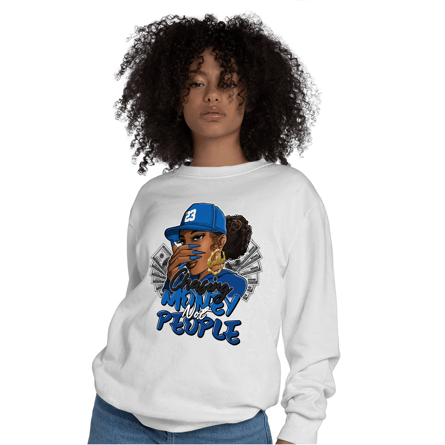 Royal Reimagined 1s Sweatshirt Match Melanin Chasing Money - NastyJamz