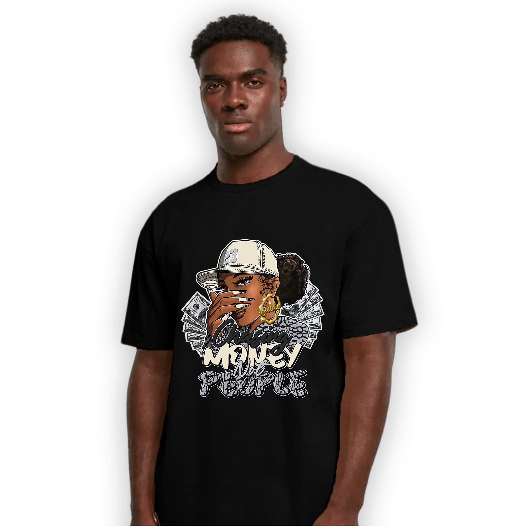 Off Noir 3s T Shirt Match Melanin Chasing Money - NastyJamz