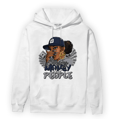 White Navy 3s Hoodie Match Melanin Chasing Money - NastyJamz