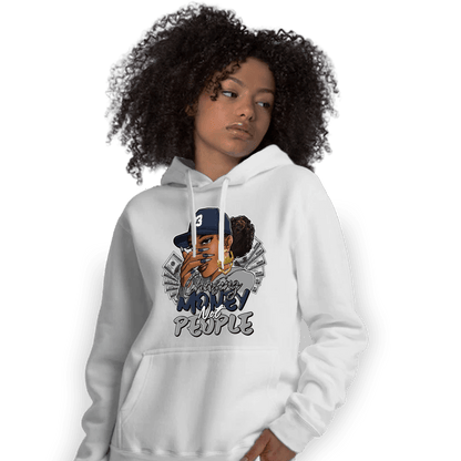 White Navy 3s Hoodie Match Melanin Chasing Money - NastyJamz