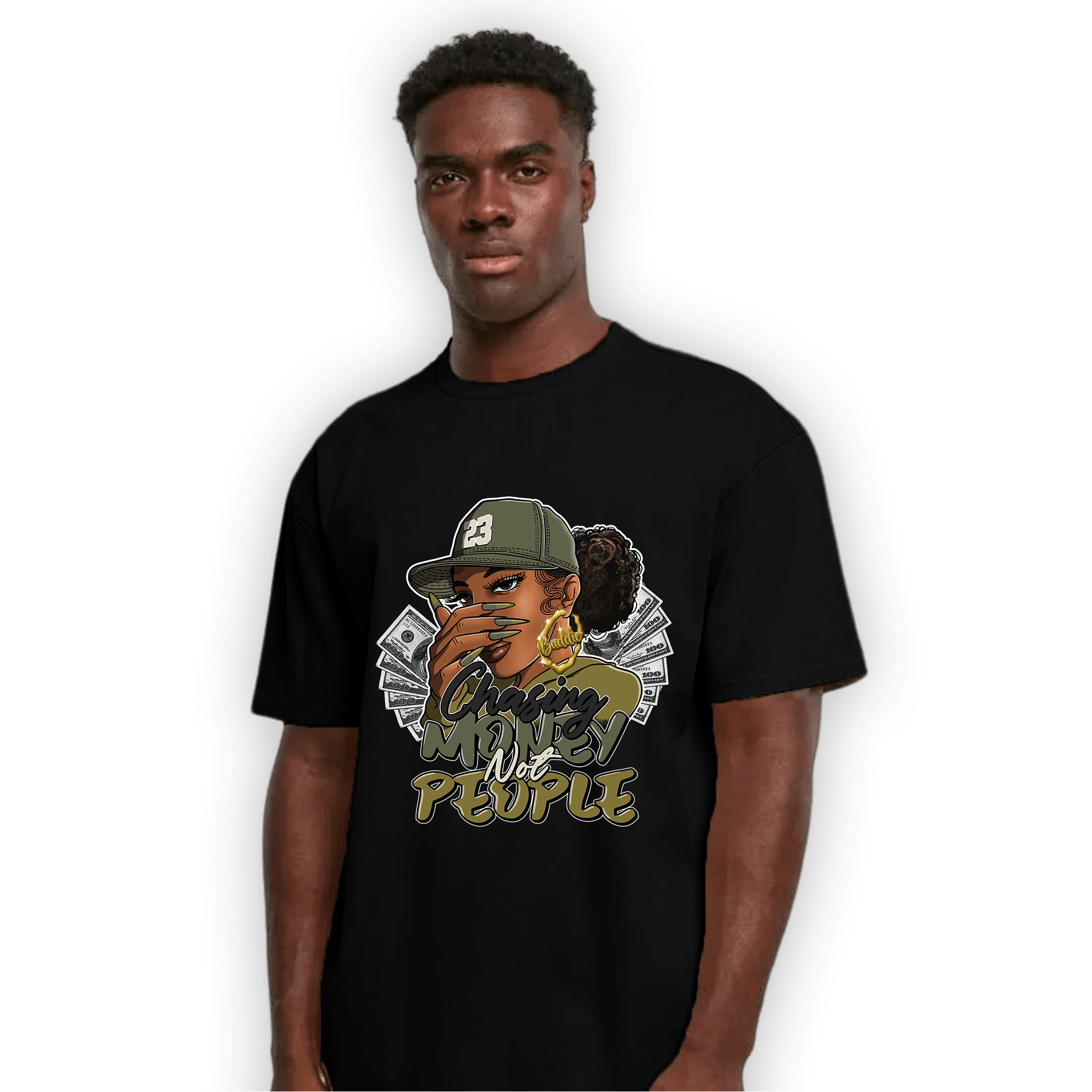 SE Craft Medium Olive 4s T Shirt Match Melanin Chasing Money - NastyJamz