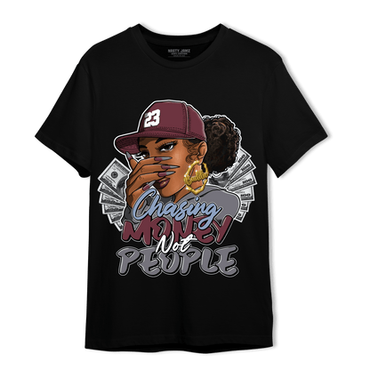 Burgundy 5s T Shirt Match Melanin Chasing Money - NastyJamz