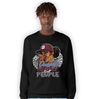 Burgundy 5s Sweatshirt Match Melanin Chasing Money - NastyJamz