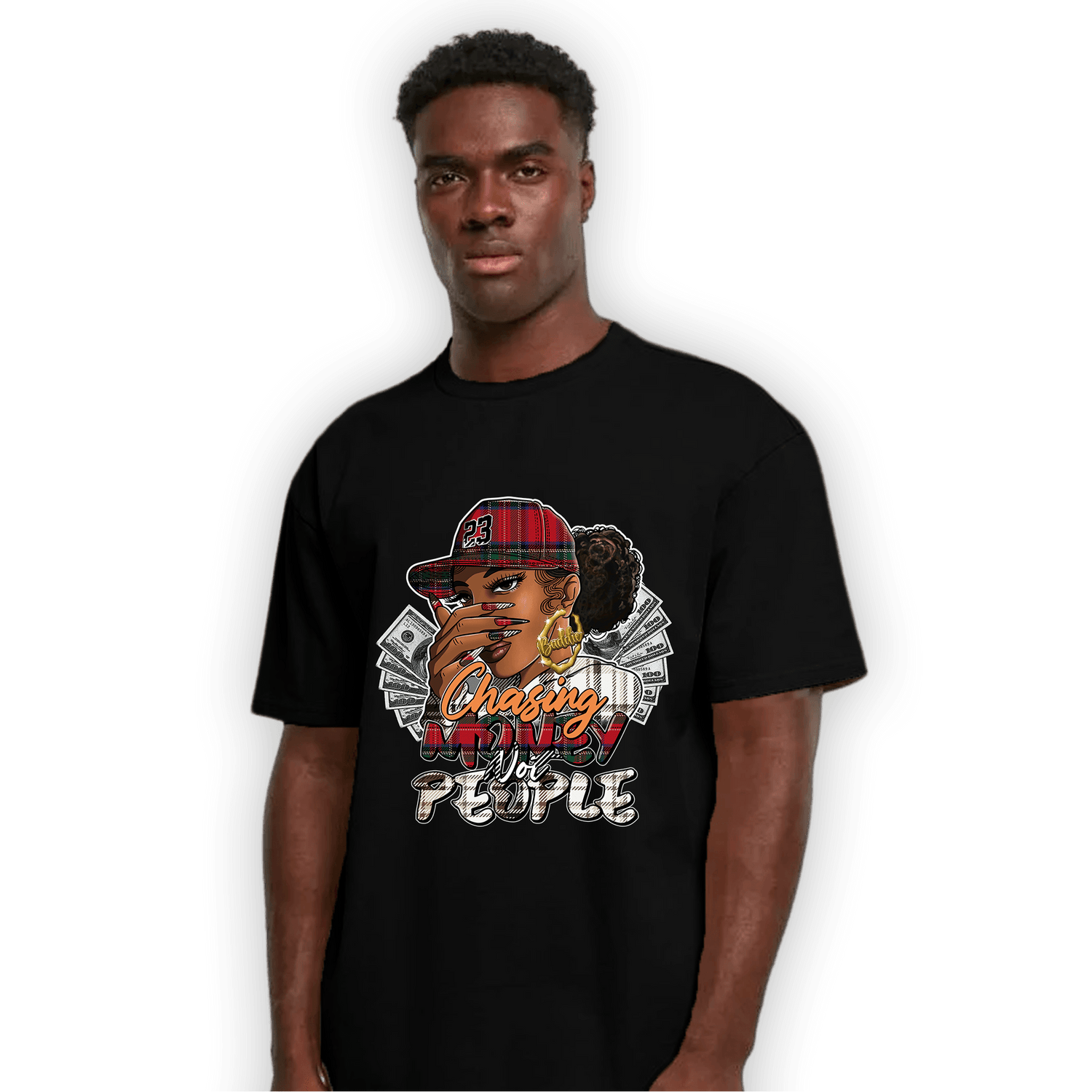 Plaid 5s T Shirt Match Melanin Chasing Money - NastyJamz