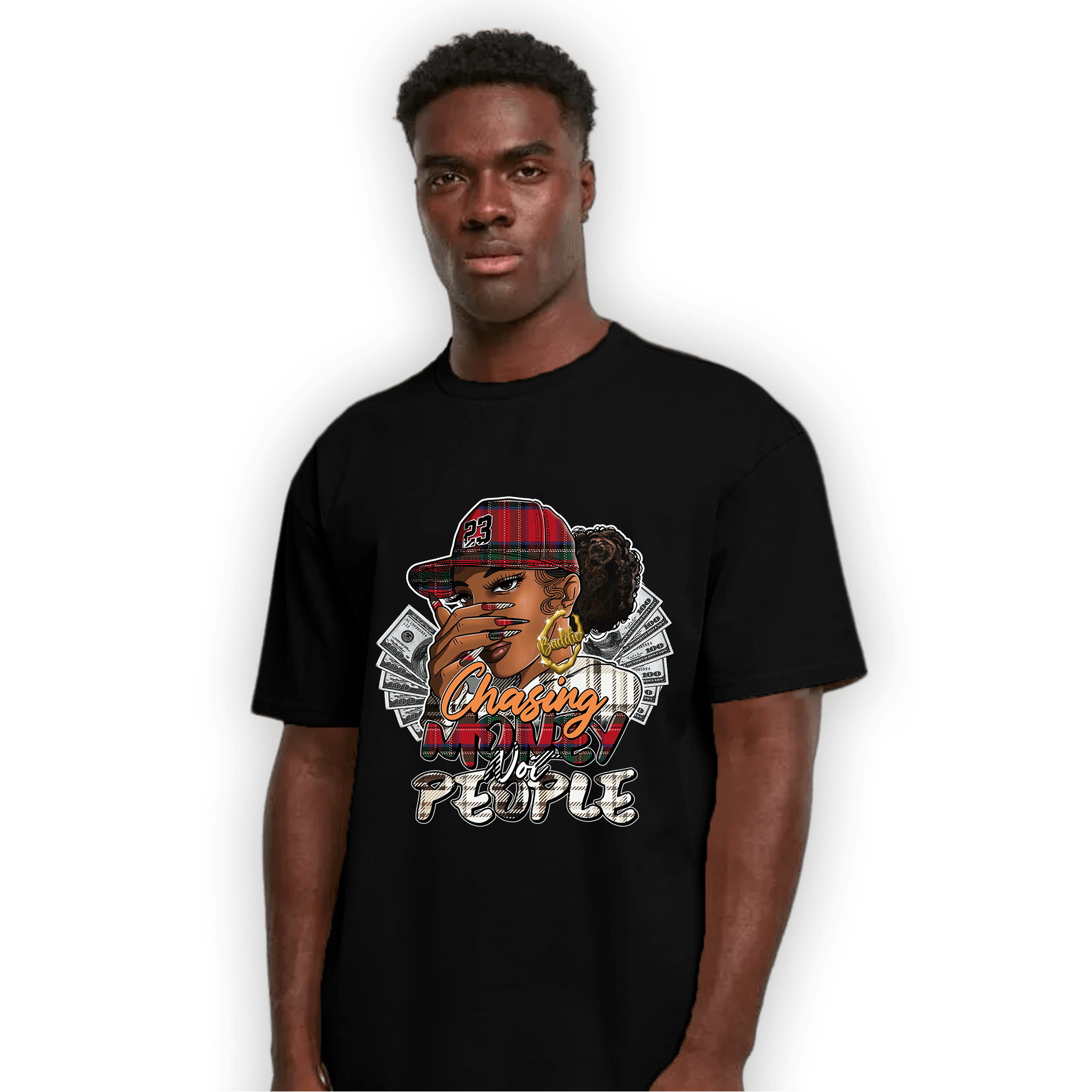 Plaid 5s T Shirt Match Melanin Chasing Money - NastyJamz