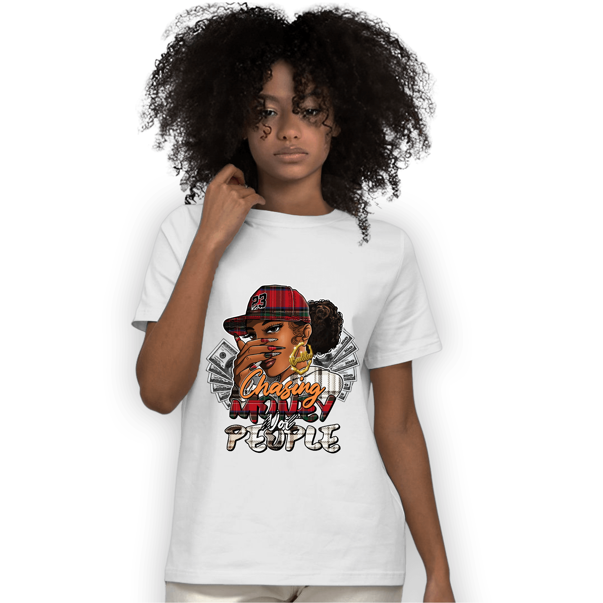 Plaid 5s T Shirt Match Melanin Chasing Money - NastyJamz