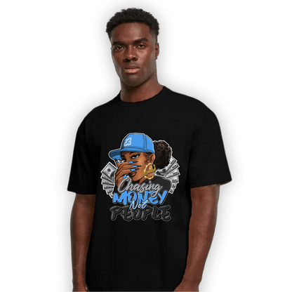 University Blue 5s T Shirt Match Melanin Chasing Money - NastyJamz