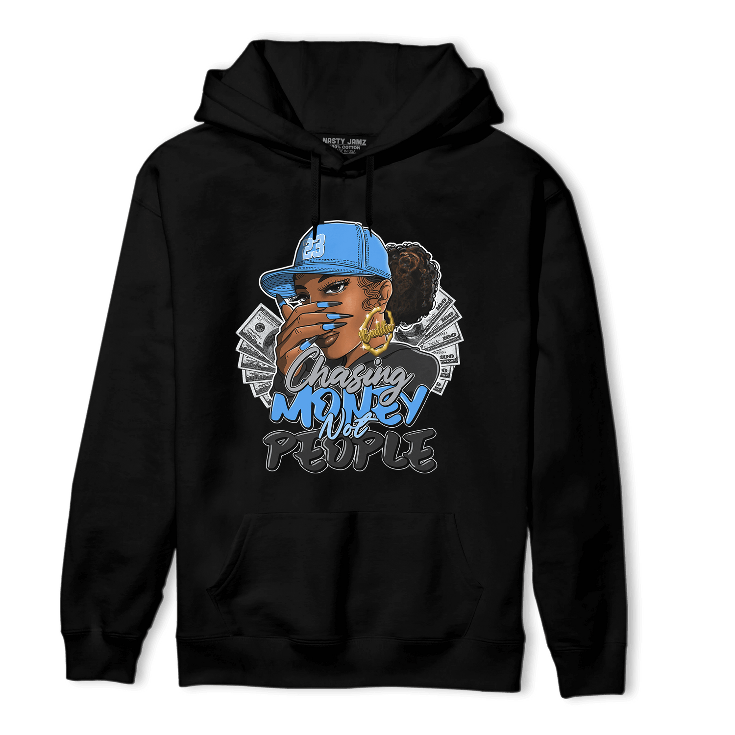 University Blue 5s Hoodie Match Melanin Chasing Money - NastyJamz