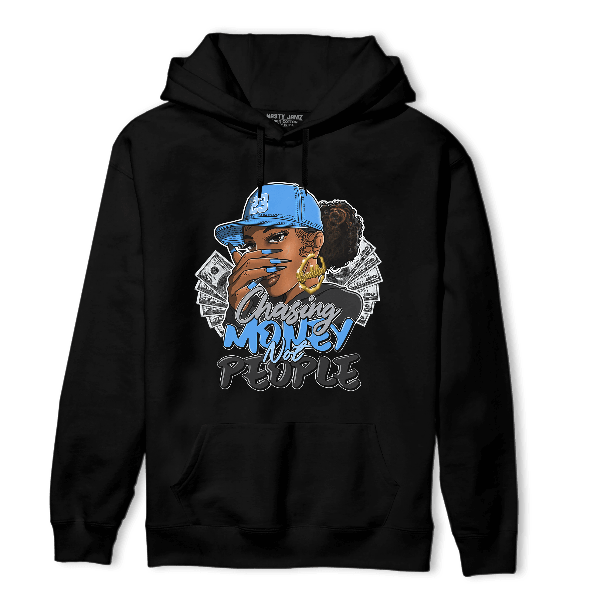 University Blue 5s Hoodie Match Melanin Chasing Money - NastyJamz