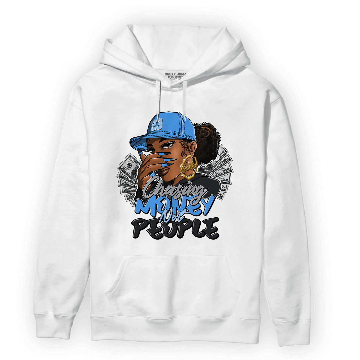 University Blue 5s Hoodie Match Melanin Chasing Money - NastyJamz