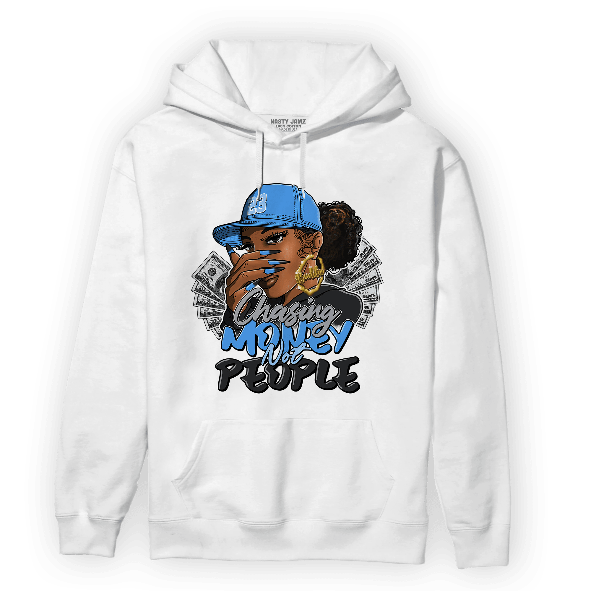 University Blue 5s Hoodie Match Melanin Chasing Money - NastyJamz