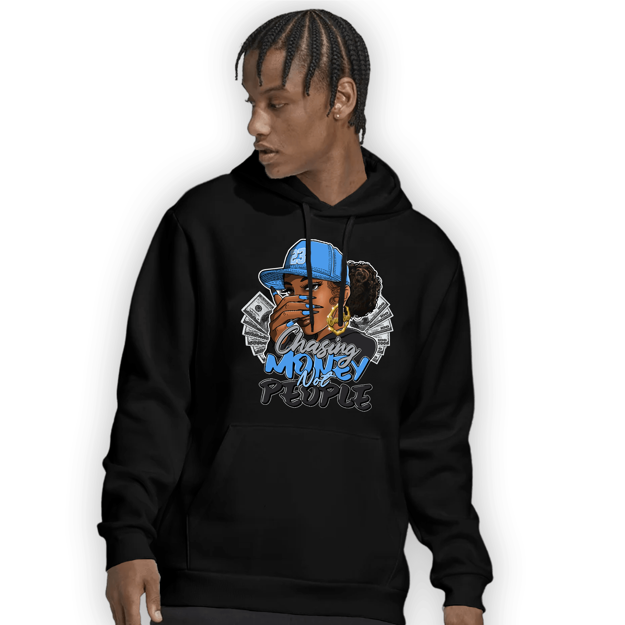 University Blue 5s Hoodie Match Melanin Chasing Money - NastyJamz