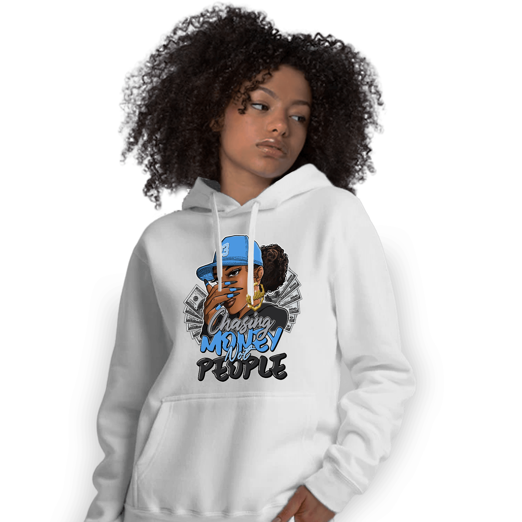 University Blue 5s Hoodie Match Melanin Chasing Money - NastyJamz