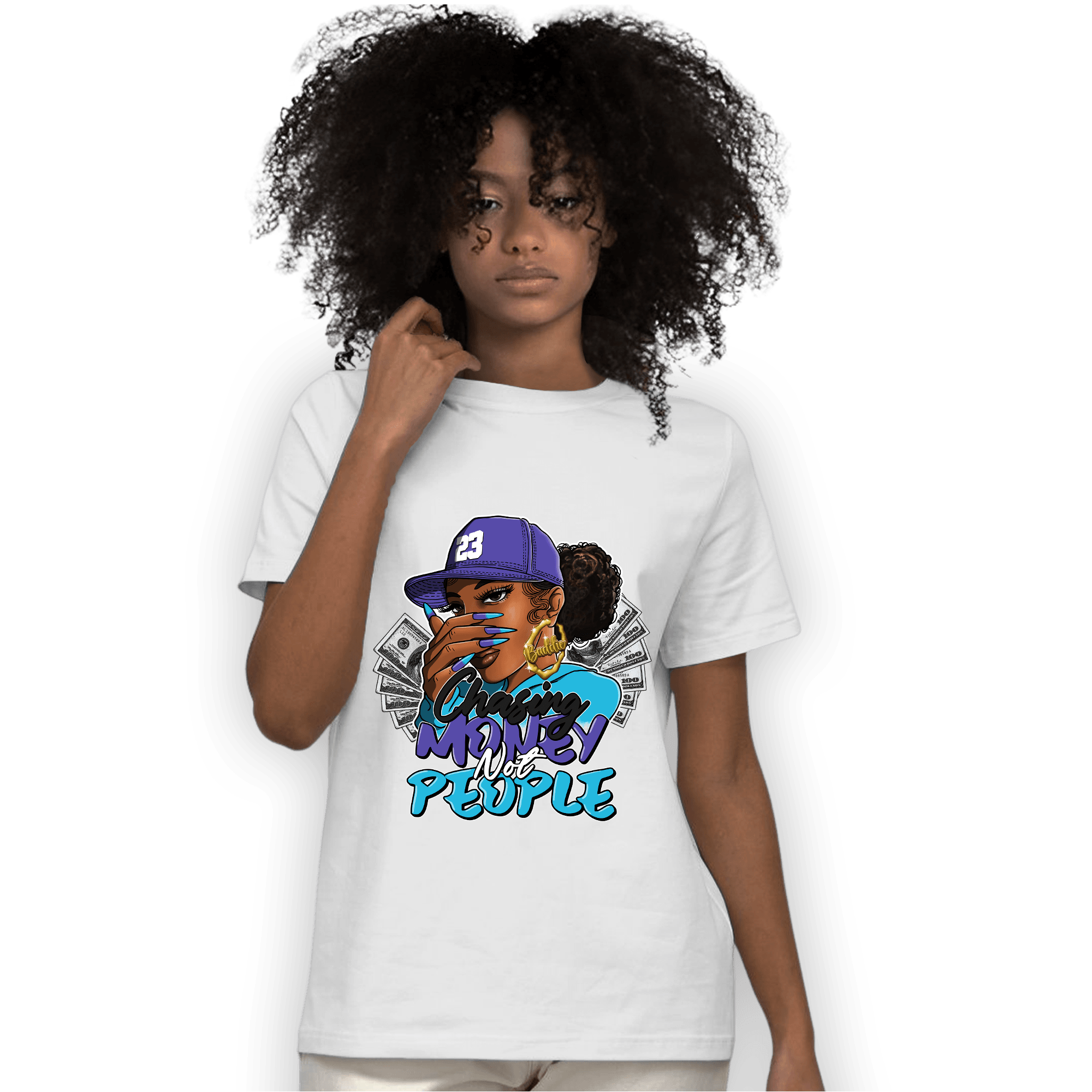 Aqua 6s T Shirt Match Melanin Chasing Money - NastyJamz