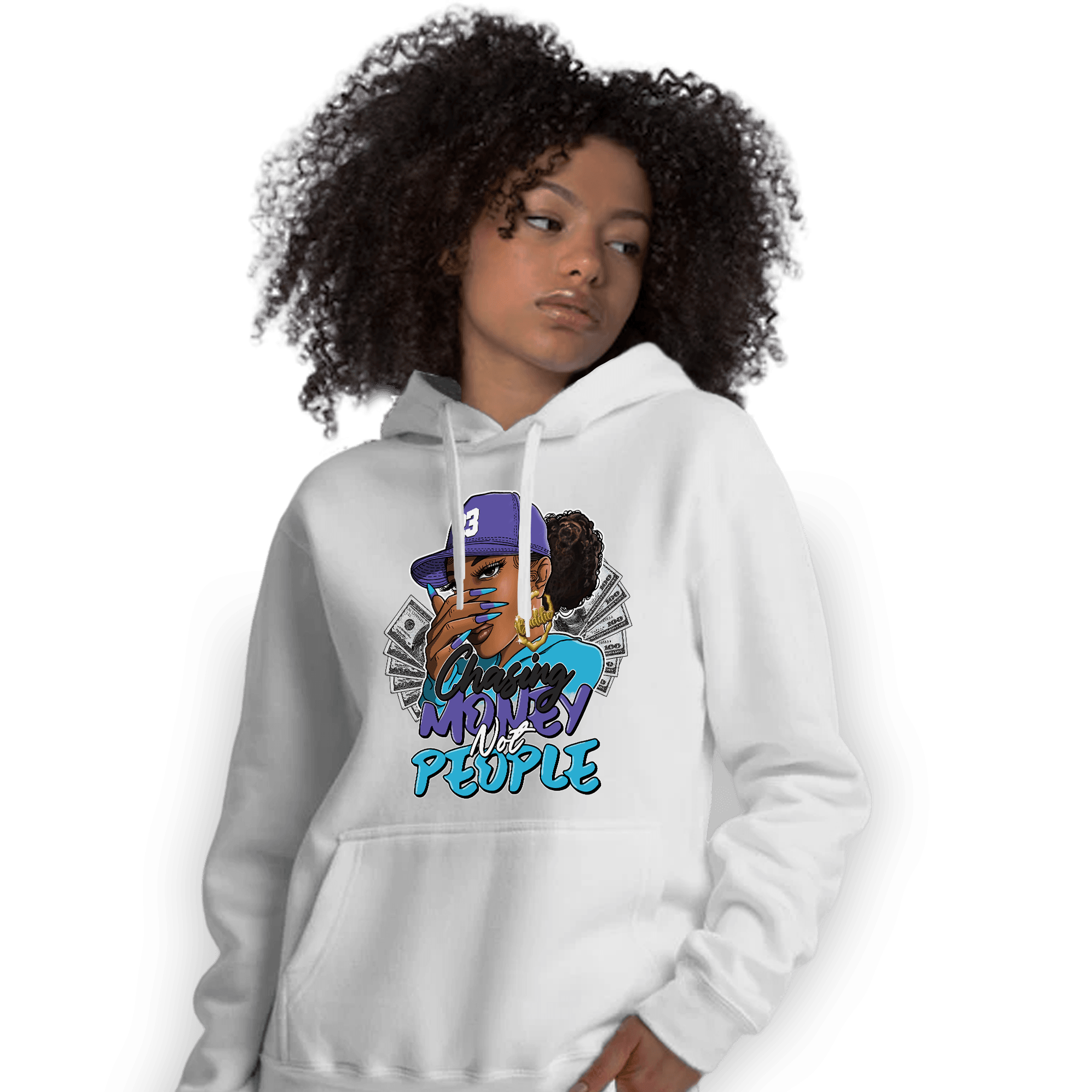 Aqua 6s Hoodie Match Melanin Chasing Money - NastyJamz