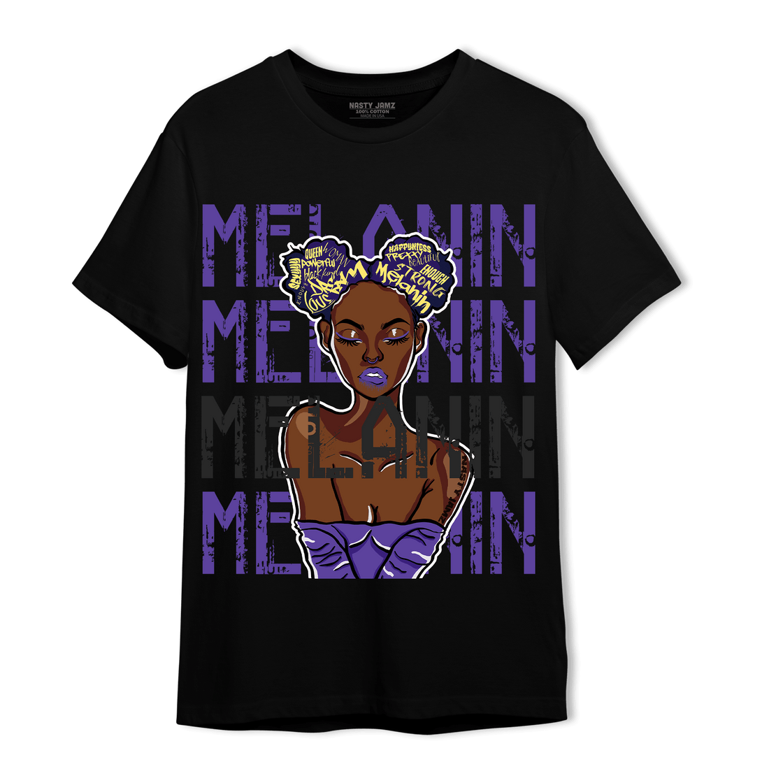 Field Purple 12s T Shirt Match Melanin Girl - NastyJamz