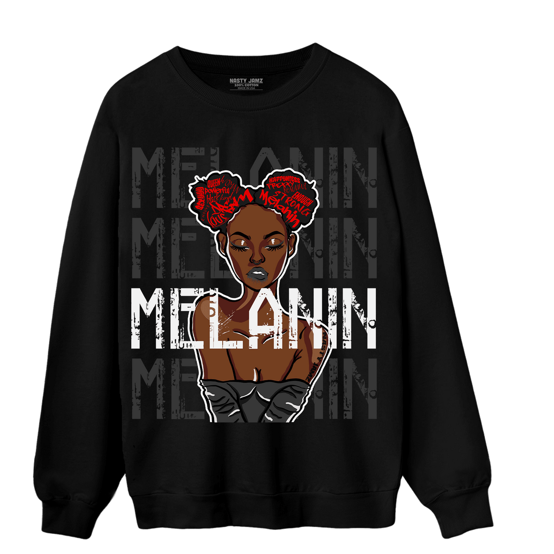 Black White 14s Sweatshirt Match Melanin Girl - NastyJamz