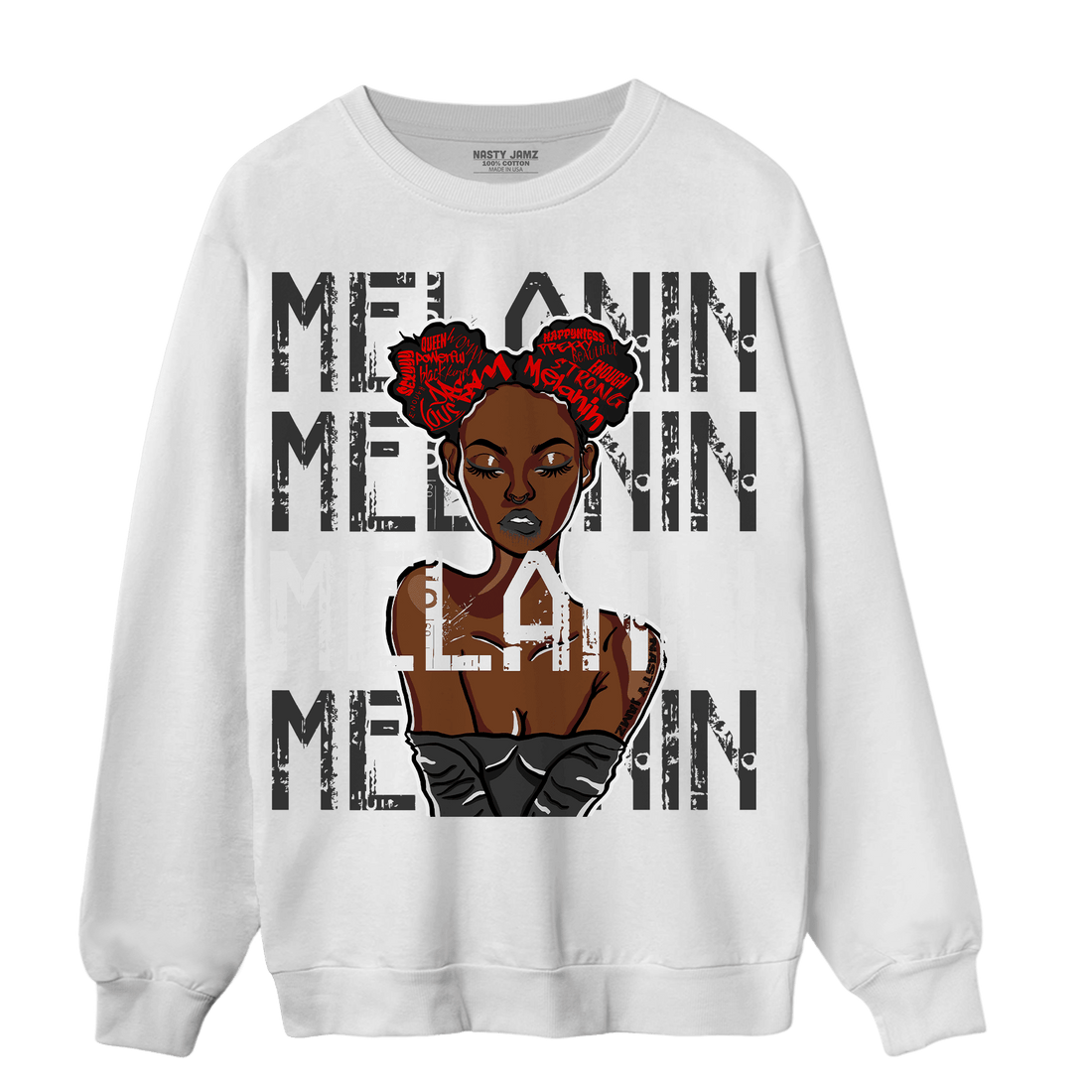 Black White 14s Sweatshirt Match Melanin Girl - NastyJamz