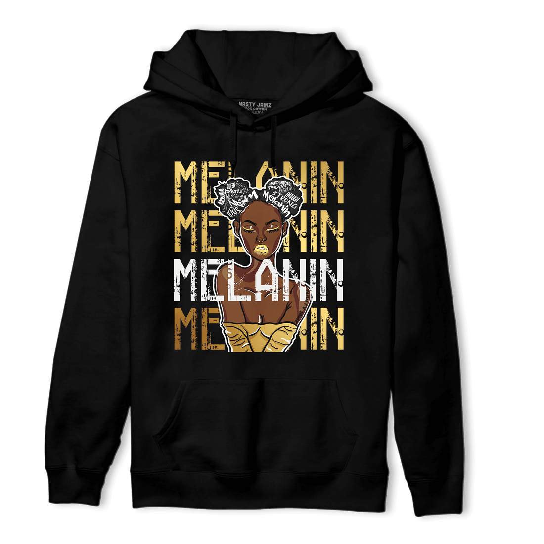 Mid SE Black Gold 1s Hoodie Match Melanin Girl - NastyJamz
