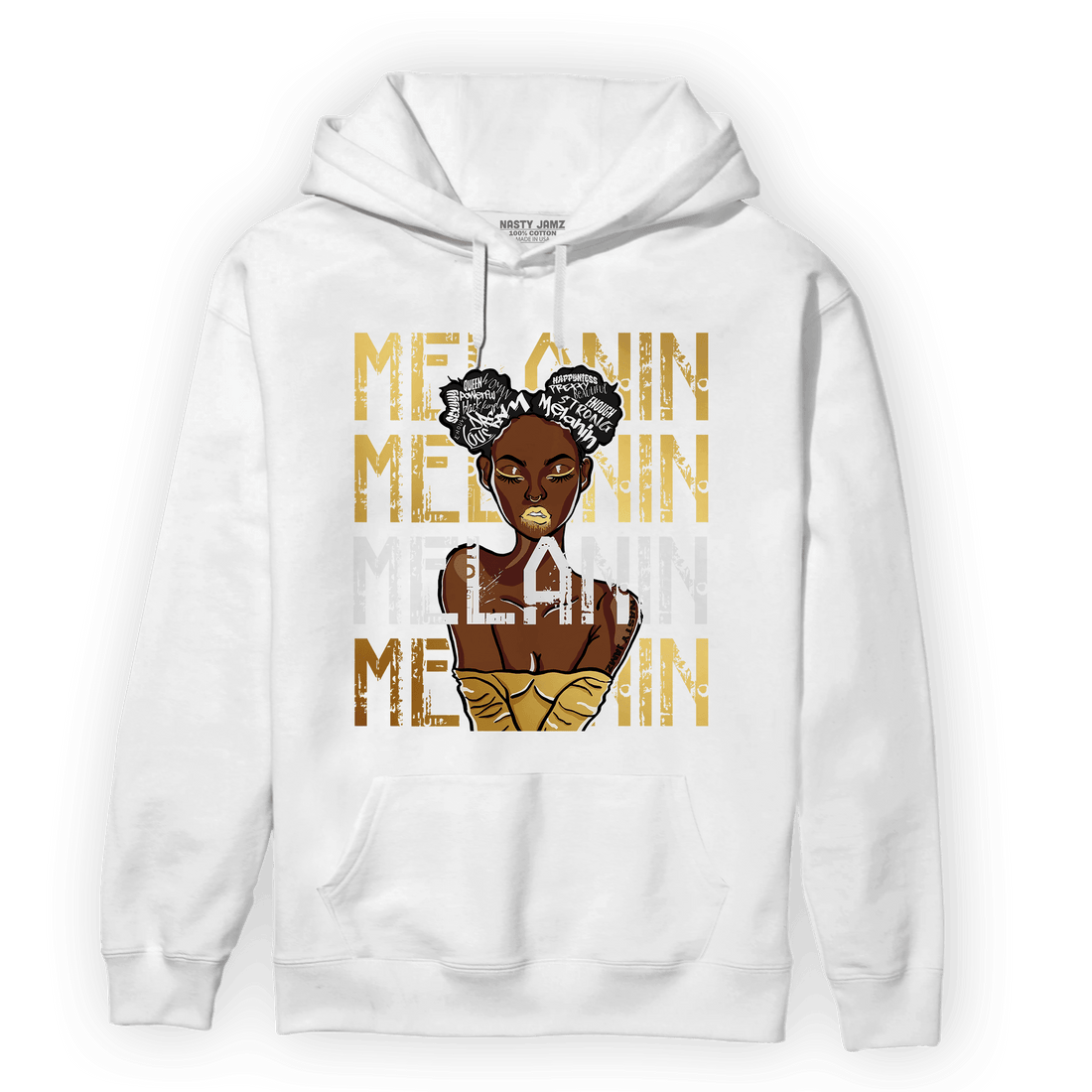 Mid SE Black Gold 1s Hoodie Match Melanin Girl - NastyJamz