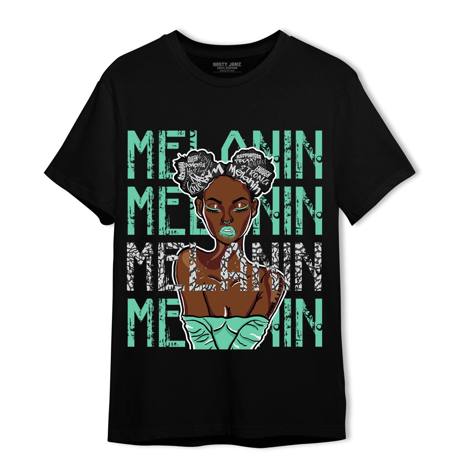 Green Glow 3s T Shirt Match Melanin Girl - NastyJamz