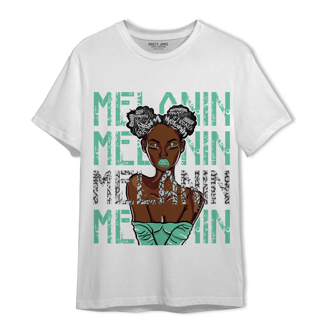 Green Glow 3s T Shirt Match Melanin Girl - NastyJamz