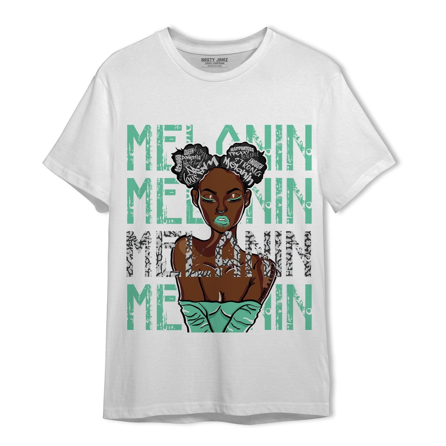 Green Glow 3s T Shirt Match Melanin Girl - NastyJamz