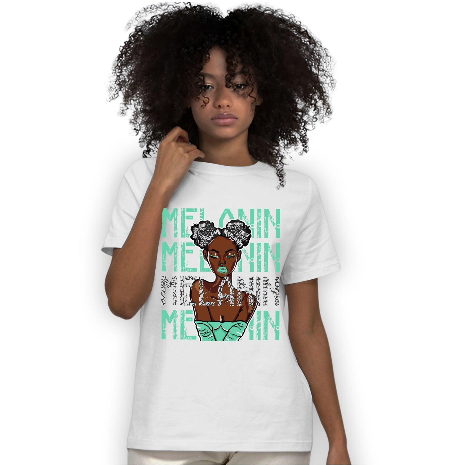 Green Glow 3s T Shirt Match Melanin Girl - NastyJamz