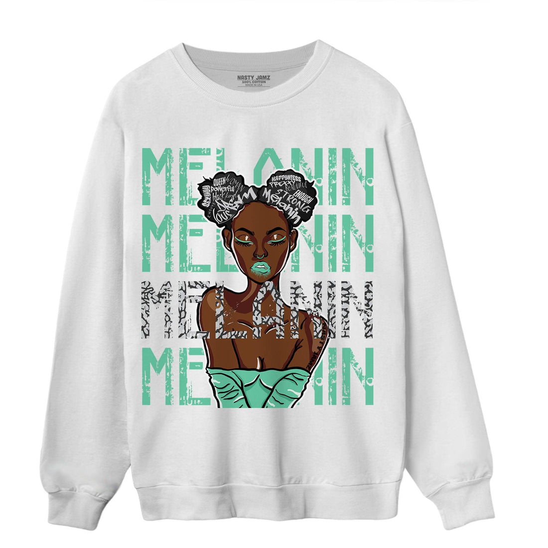 Green Glow 3s Sweatshirt Match Melanin Girl - NastyJamz