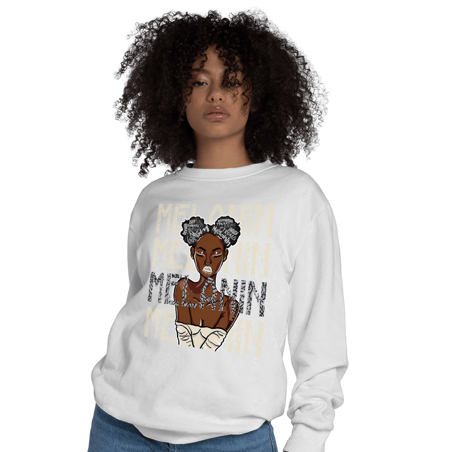 Off Noir 3s Sweatshirt Match Melanin Girl - NastyJamz