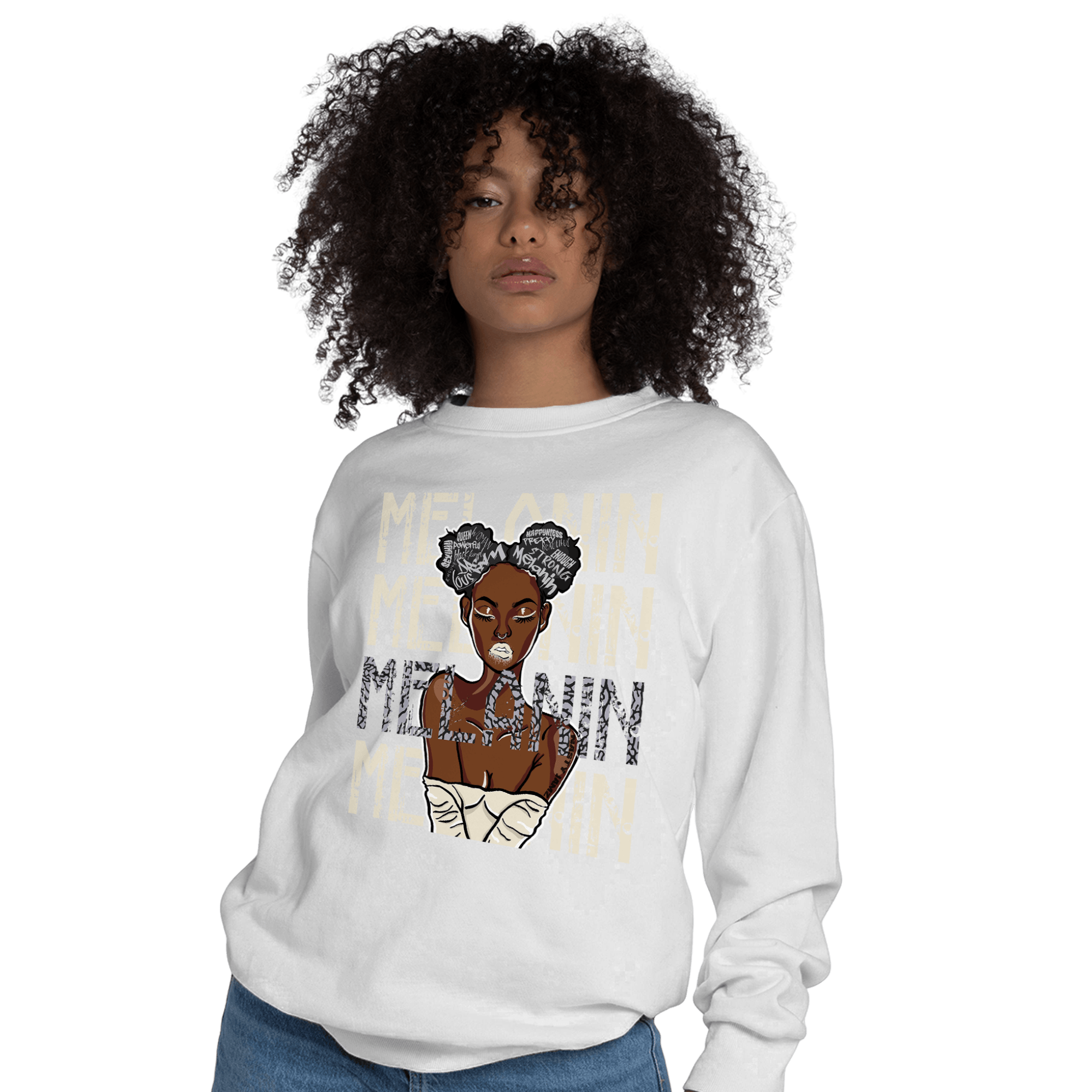 Off Noir 3s Sweatshirt Match Melanin Girl - NastyJamz