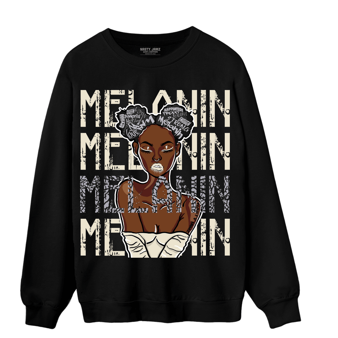 Off Noir 3s Sweatshirt Match Melanin Girl - NastyJamz