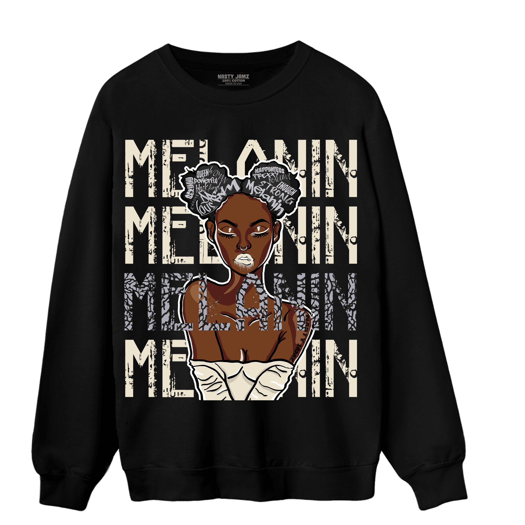 Off Noir 3s Sweatshirt Match Melanin Girl - NastyJamz