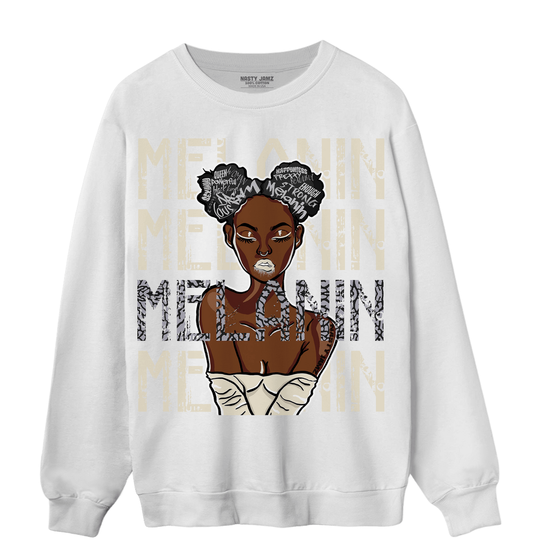 Off Noir 3s Sweatshirt Match Melanin Girl - NastyJamz