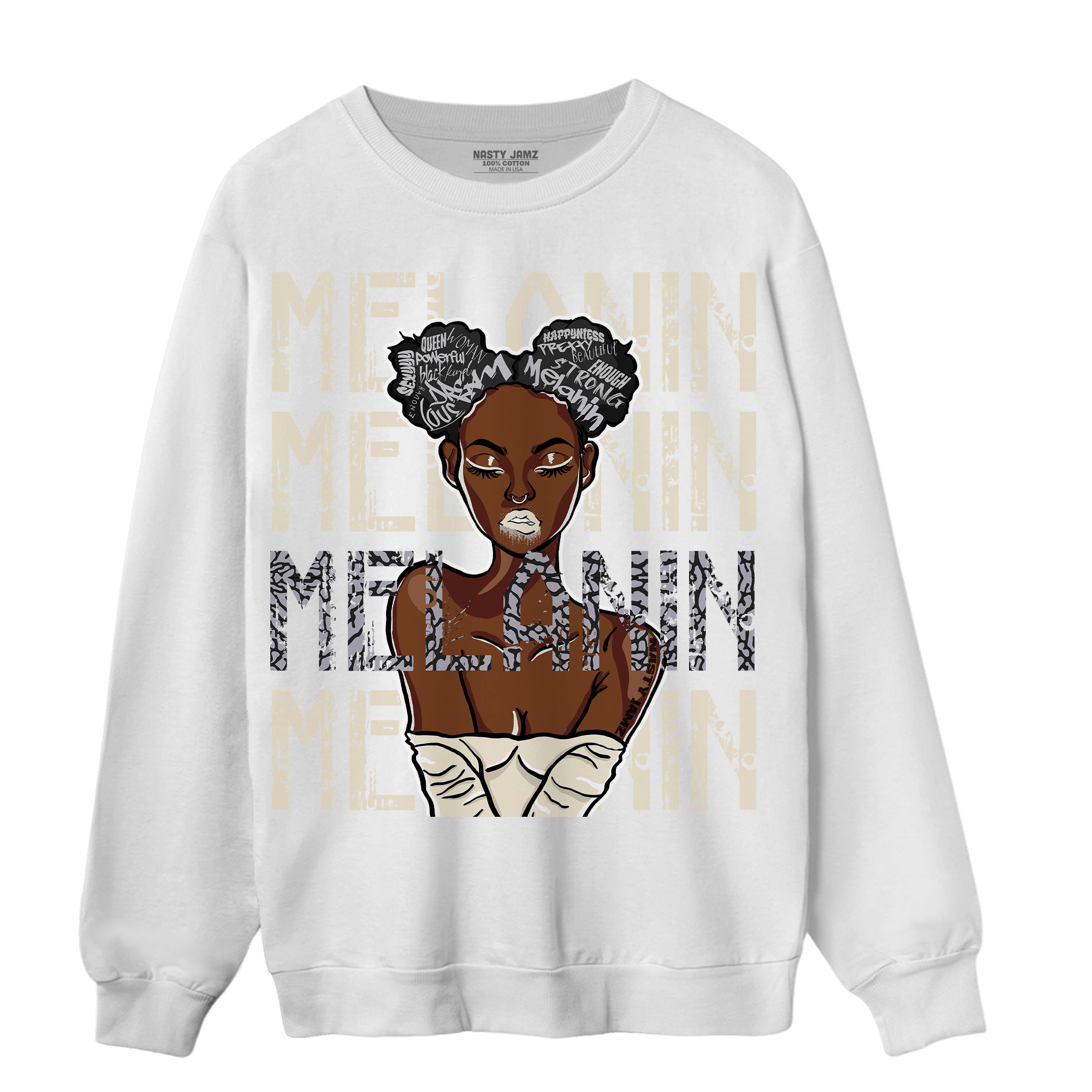 Off Noir 3s Sweatshirt Match Melanin Girl - NastyJamz
