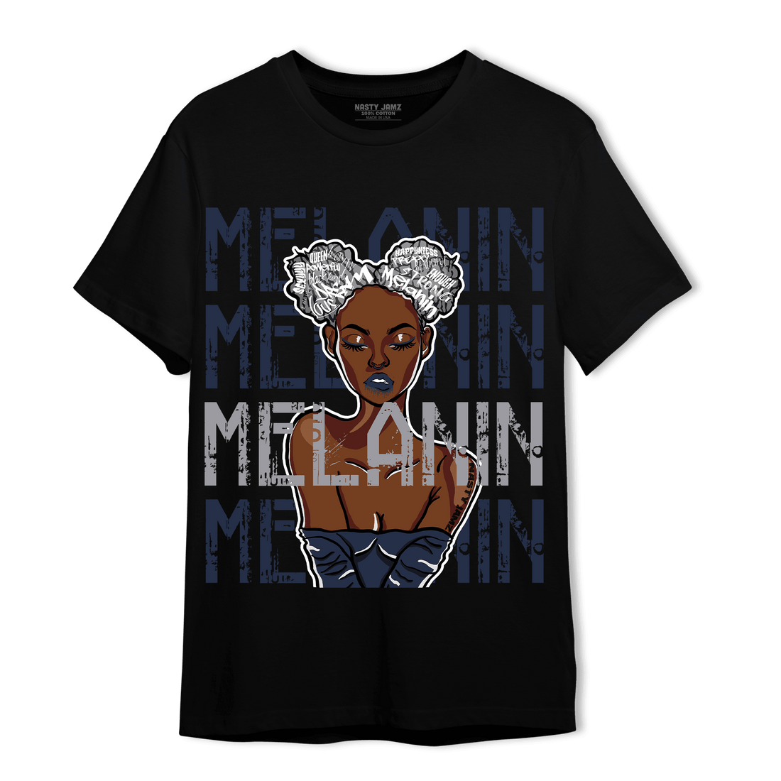 White Navy 3s T Shirt Match Melanin Girl - NastyJamz