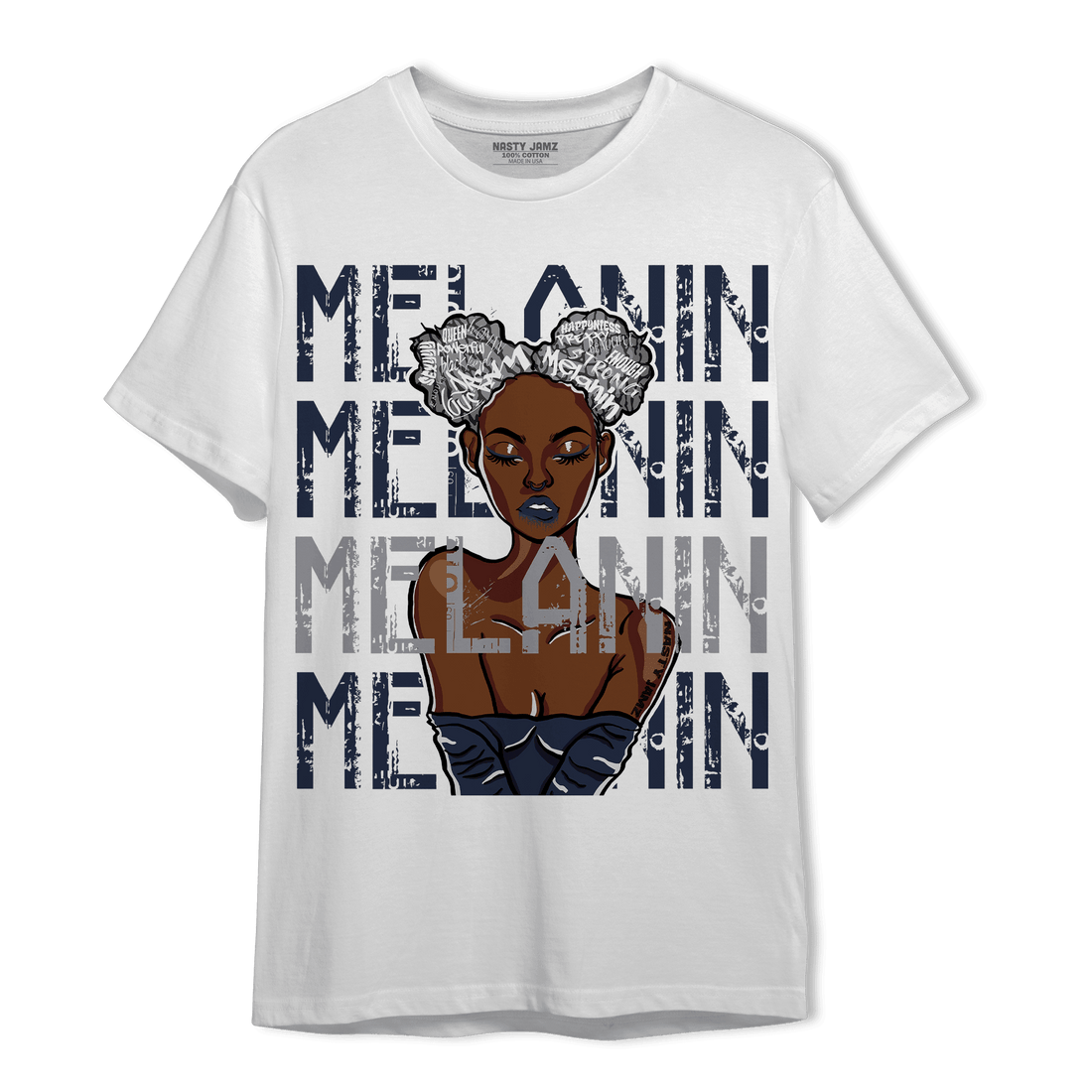 White Navy 3s T Shirt Match Melanin Girl - NastyJamz