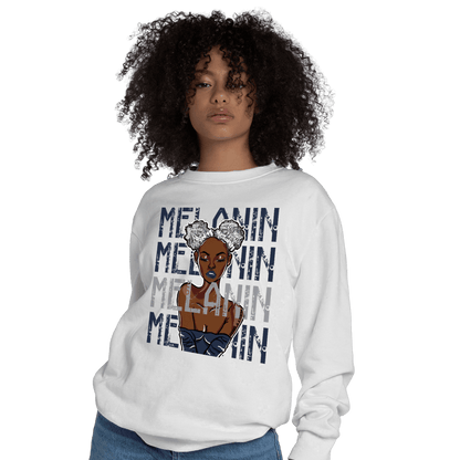 White Navy 3s Sweatshirt Match Melanin Girl - NastyJamz
