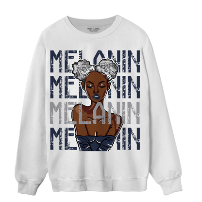 White Navy 3s Sweatshirt Match Melanin Girl - NastyJamz