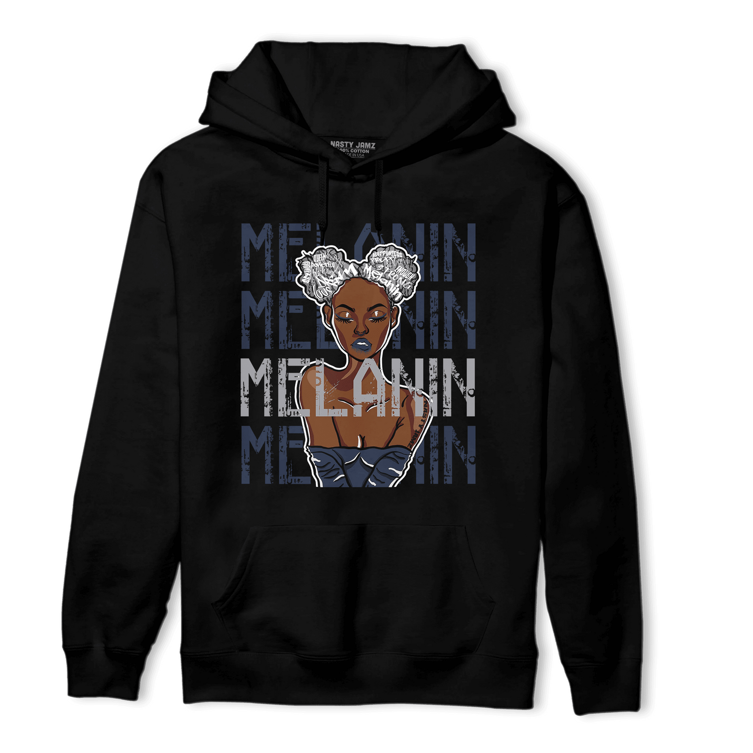 White Navy 3s Hoodie Match Melanin Girl - NastyJamz